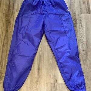Vtg Nike Grey Tag Women's Medium Blue Track/Wind Pants Elastic Waist & Zip Ankle